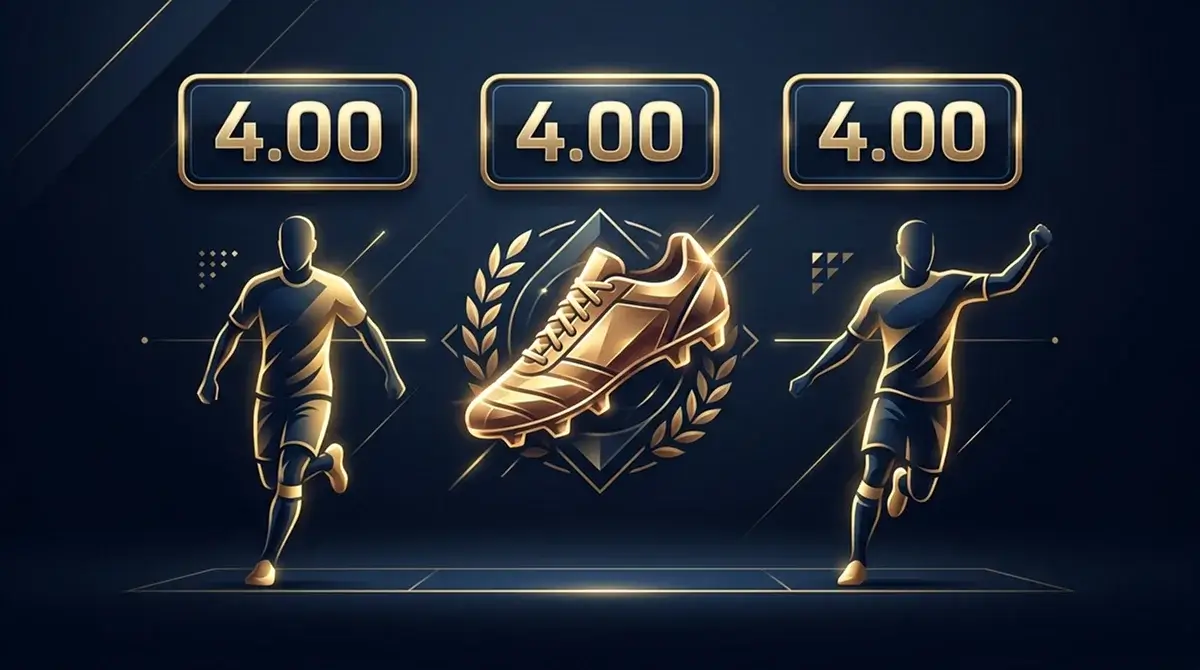 Grafaic de na corrlaigh don Bhróg Óir le Messi, Mbappé agus Kane ar chomhchéim